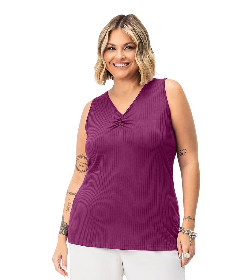 blusa feminina plus size canelada secret glam roxo - C&A