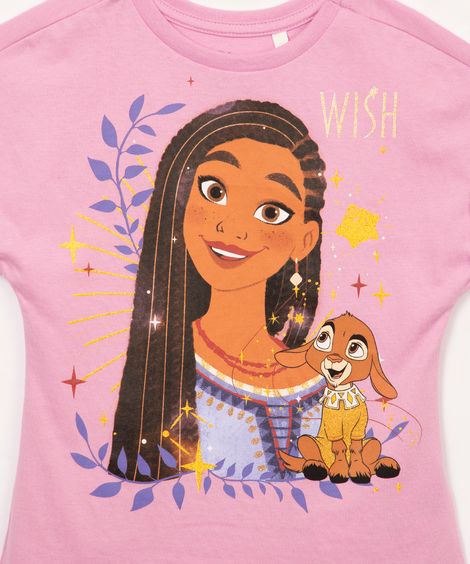 camiseta infantil de algodão wish manga curta lilás