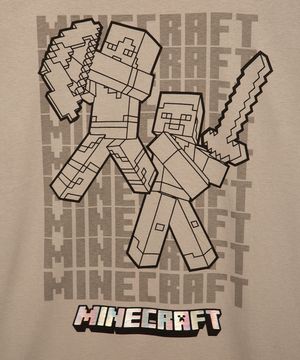 camiseta juvenil de algodão minecraft manga curta chumbo