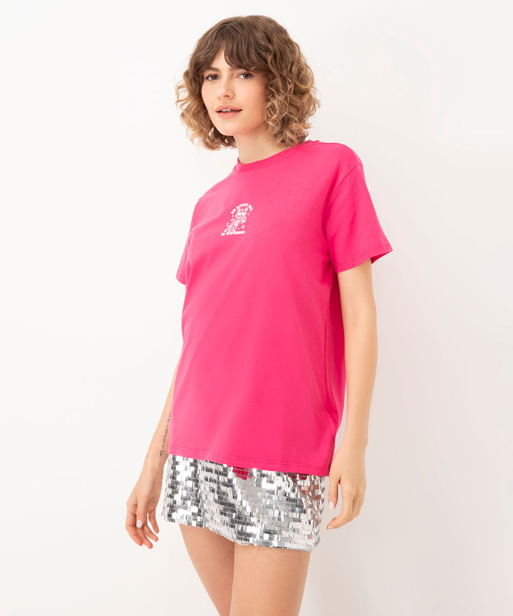 Camiseta de manga curta feminina 100% algodão, rosa doce, estampa Angel  Kitty, blusa solta, roupa