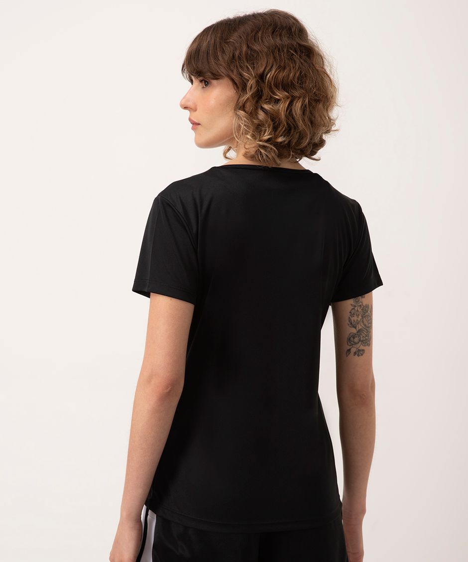 blusa básica manga curta esportiva preta - preto