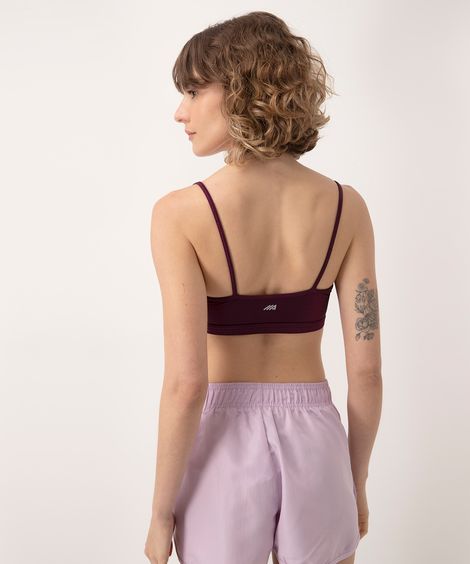 top de poliamida cut out com bojo removível esportivo roxo médio