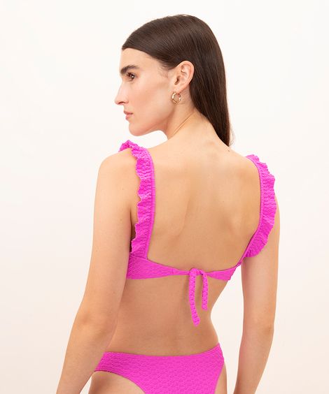 biquíni top faixa franzido mindset com proteção uv50 rosa
