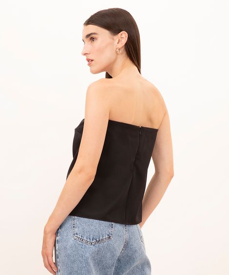 blusa decote reto sem alça mindset preta