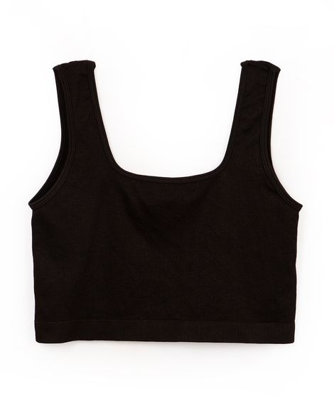cropped regata juvenil canelado  preto