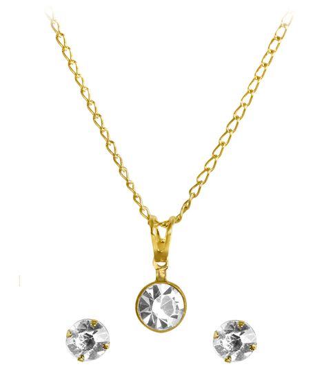 kit relógio analógico lince LRGJ154L40 com colar e brincos dourado