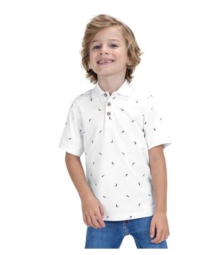 Camisa Polo Infantil Em Cotton Trick Nick Branco