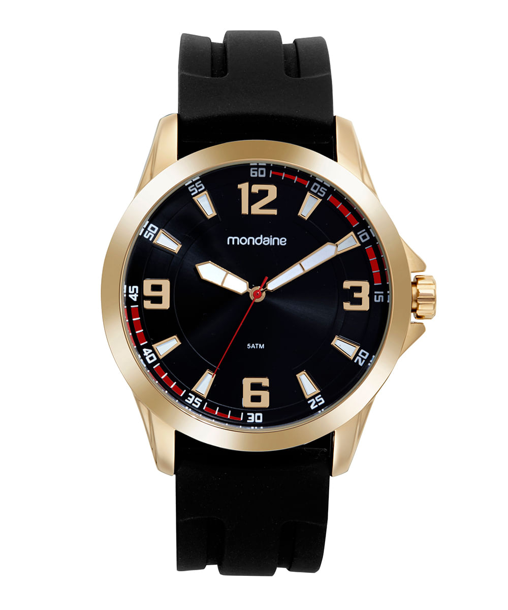 kit de relógio analógico mondaine 99661gpmvdi2ke e carteira - DOURADO