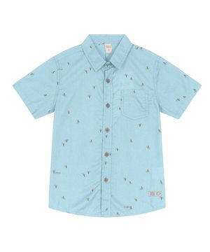 Camisa Infantil Masculina Com Bolso Trick Nick Azul