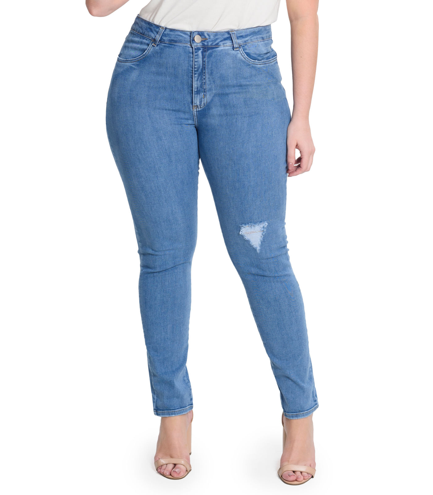 calca skinny jeans com elastano secret glam azul - C&A