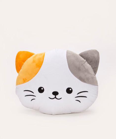 almofada gatinho de pelúcia bege