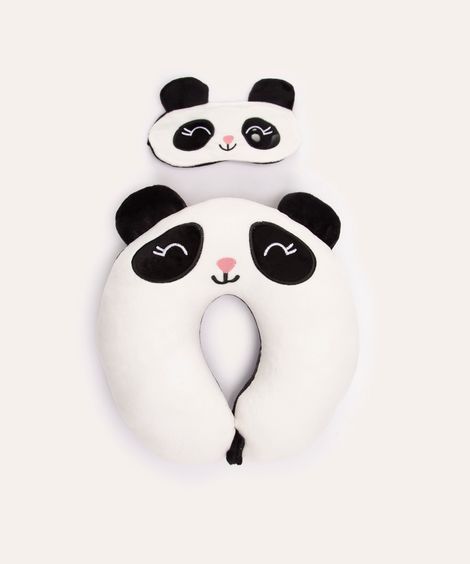 apoio de pescoço com máscara de dormir panda colorido