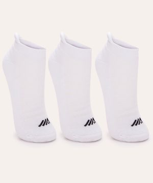 kit de 3 pares de meias cano baixo esportiva ace branco