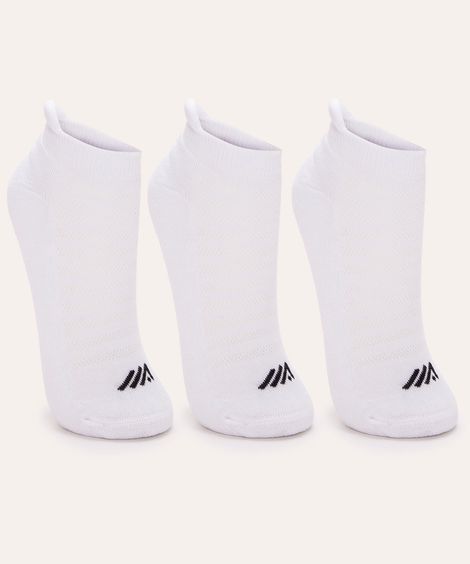 kit de 3 meias esportivas femininas cano baixo branco