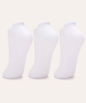 kit de 3 pares de meias cano baixo esportiva ace branco