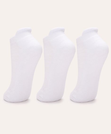 kit de 3 meias esportivas femininas cano baixo branco