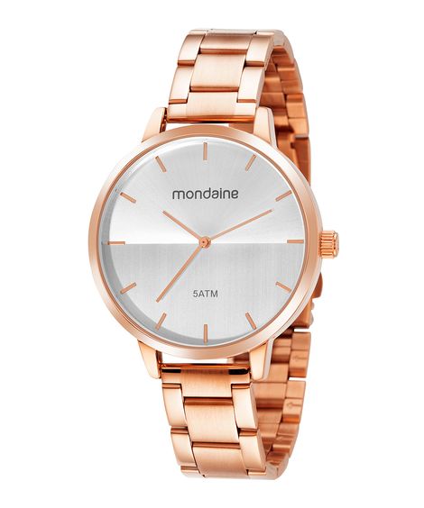 kit relógio analógico mondaine 32387LPMVRE3KE com colar e brincos rosê