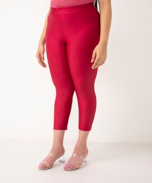 calça legging capri cintura alta acetinada vermelha