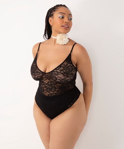 body de renda alça fina preto