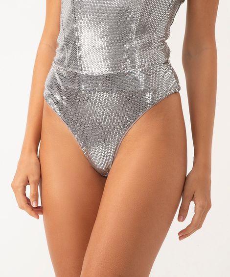 calcinha hot pant brilho prata