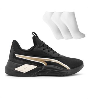 Tênis Puma Lex Logo Wns Bdp Feminino 3 Pares de Meias Preto