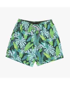 Short Tactel Elastano Folhagem Masculino Verde