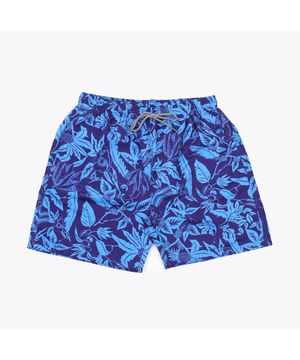 Short Tactel Folhagem Masculino Azul