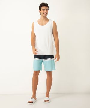 bermuda surf listrada com cordão azul