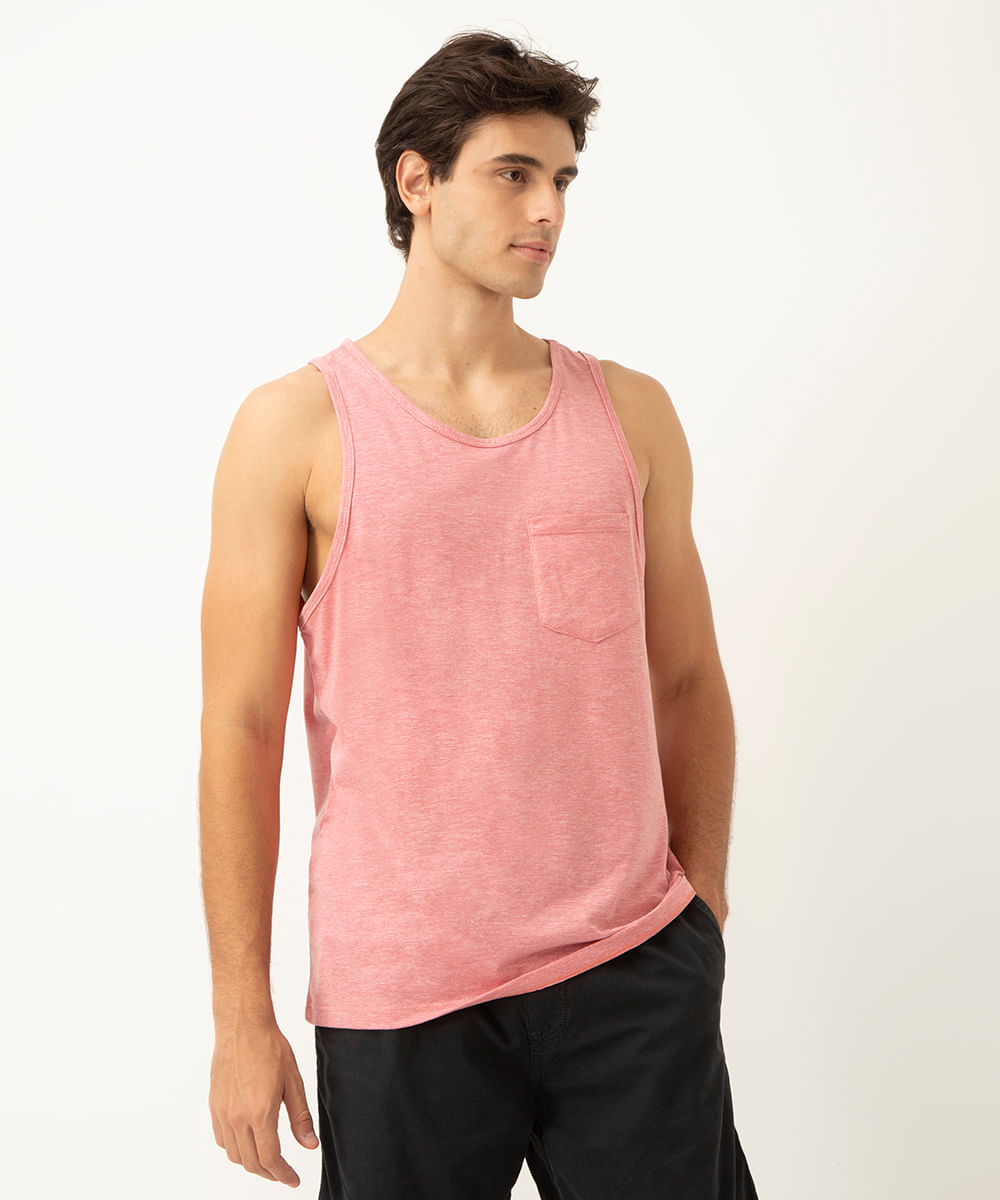 regata mesclada com bolso rosa