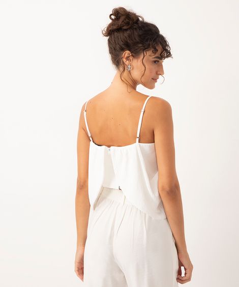 cropped alça fina com pala off white