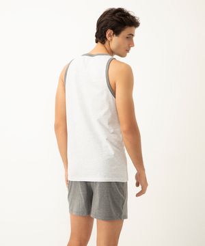 pijama de algodão regata off white mescla