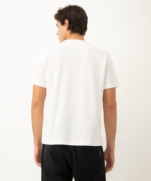 camiseta de algodão básica texturizada com bolso manga curta branco