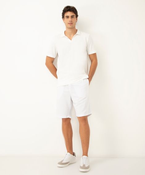 bermuda de algodão com cordão e bolsos branco