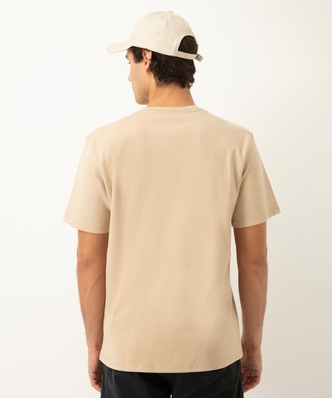 camiseta de moletinho com bolso slow sunny days manga curta bege