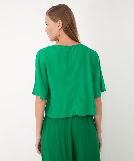 camiseta básica de viscose manga curta verde