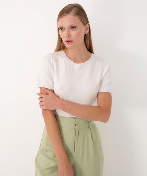 blusa de tricot manga curta - off white