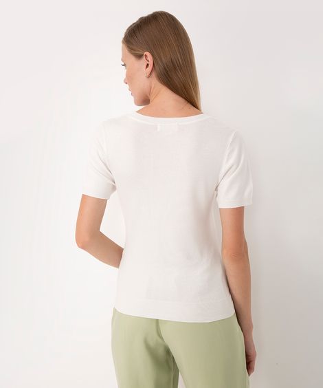 blusa de tricot manga curta - off white