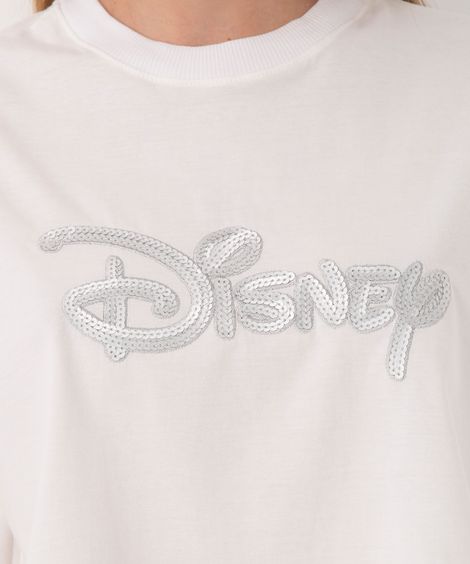cropped de algodão disney paetê off white