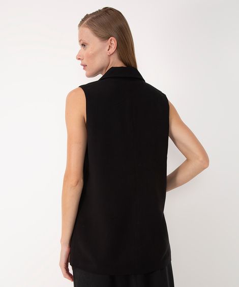 colete alfaiataria alongado com botões preto