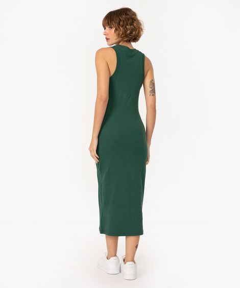 vestido básico midi decote halter neck verde floresta