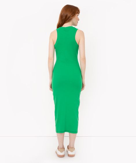 vestido básico midi decote halter neck verde