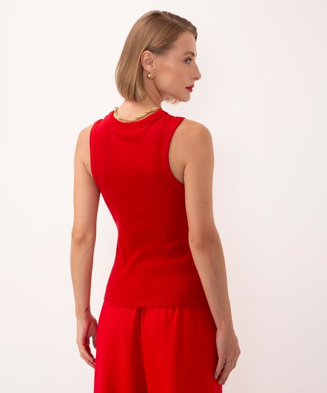 regata canelada cavada rosa escuro - vermelho escuro