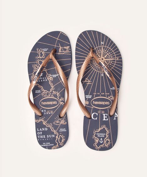 havaianas slim nautical azul marinho