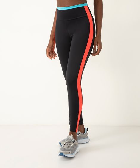 calça legging com recortes cintura alta esportiva preta