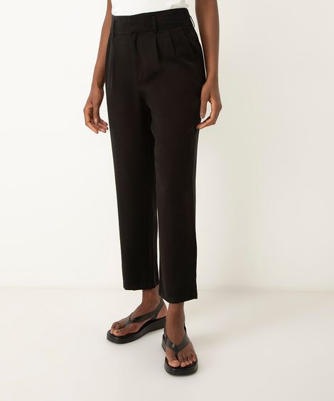 calça slouchy de viscose cós elástico preta