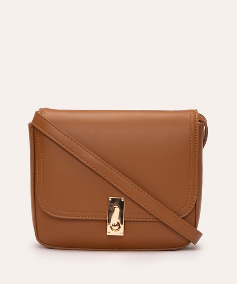 bolsa saddle com metal marrom
