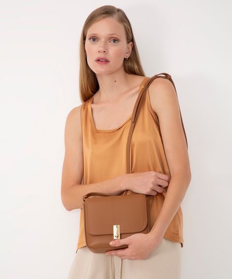 bolsa saddle com metal marrom