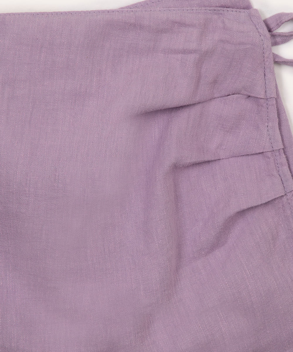 short saia infantil com linho e cordão lilás