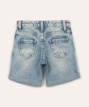 short jeans infantil destroyed com bolsos azul