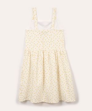 vestido de algodão infantil corações off white